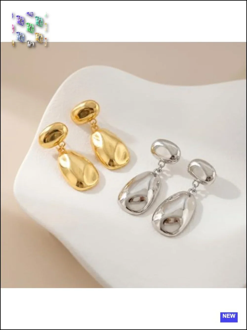 Gold and Silver Two Tone Statement Chunky Earrings Drop Dangle Trendy